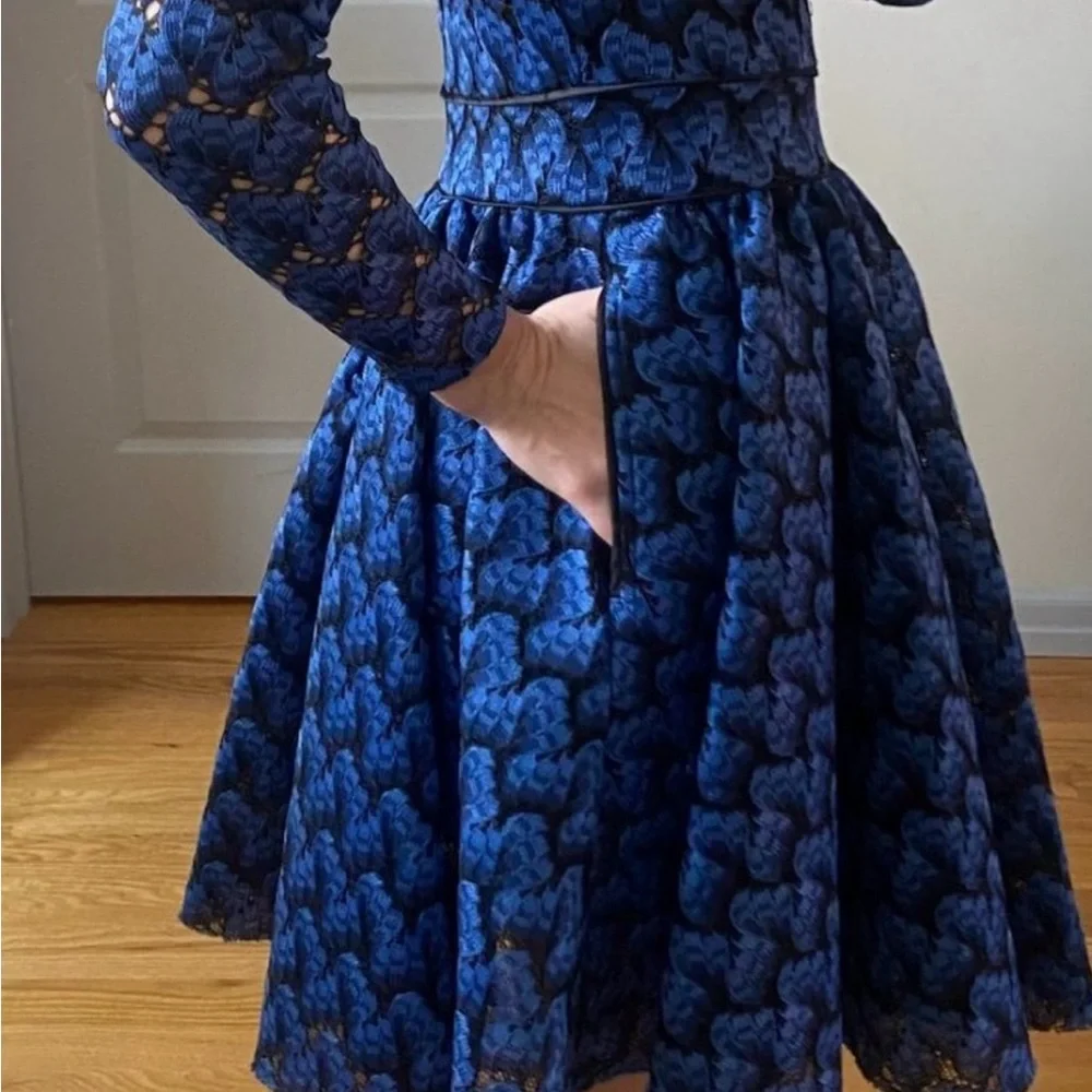 *SOLD* Maje Blue A-Line Bishop Sleeve Dress - Picture 7 of 9